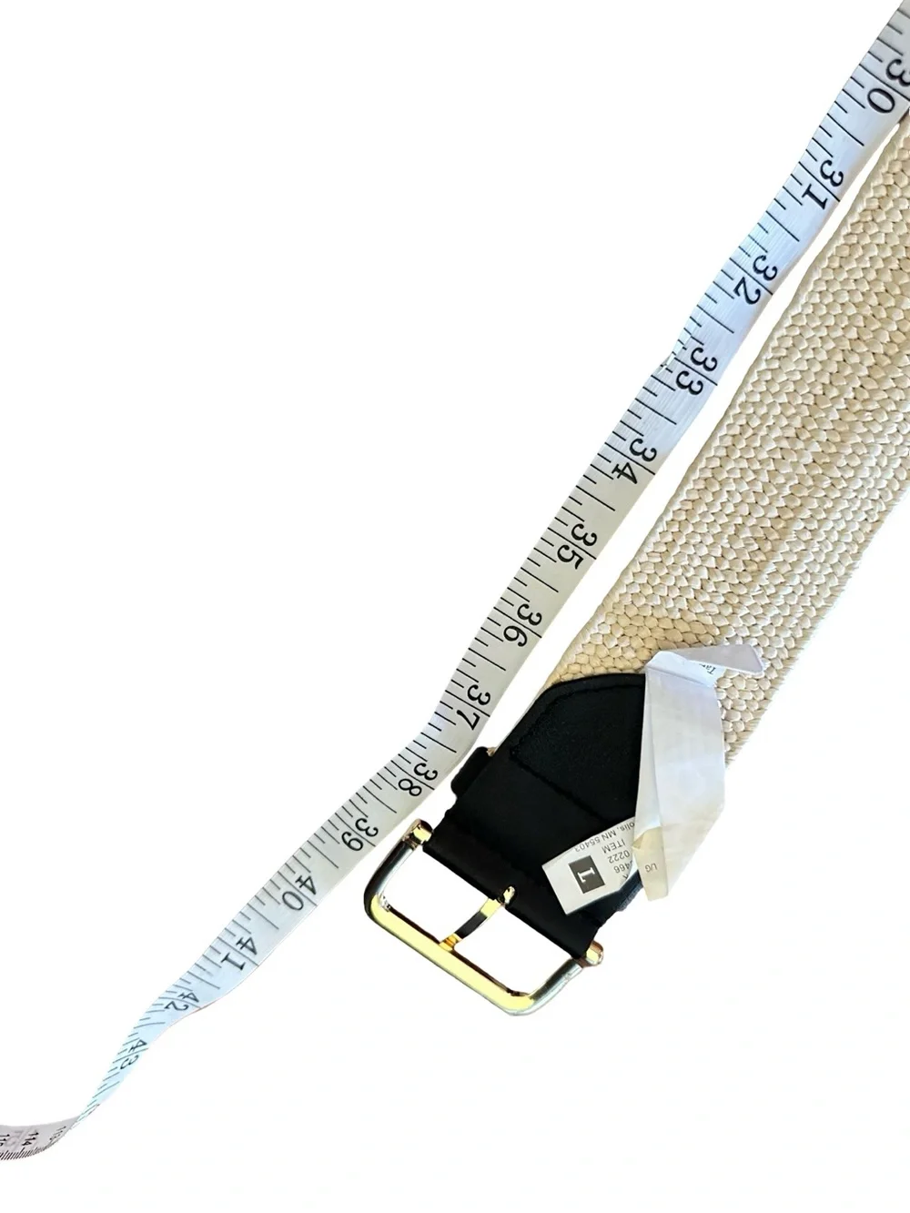 Target Light Yellow Straw Fabric Belt with Black Tabs